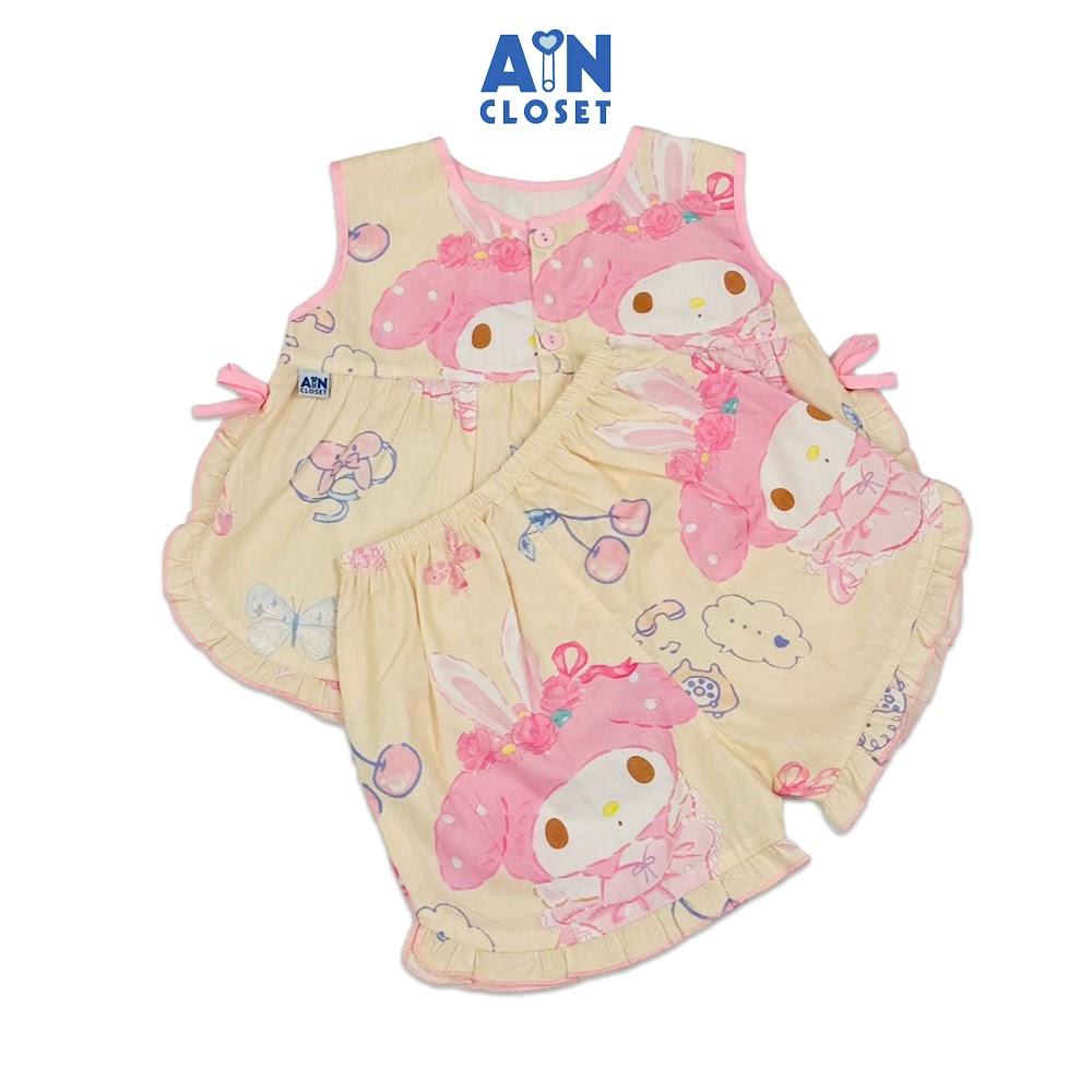 Bộ quần áo Ngắn bé gái hoạ tiết Thỏ Vàng Melody Cotton - AICDBGBGKA3E - AIN Closet