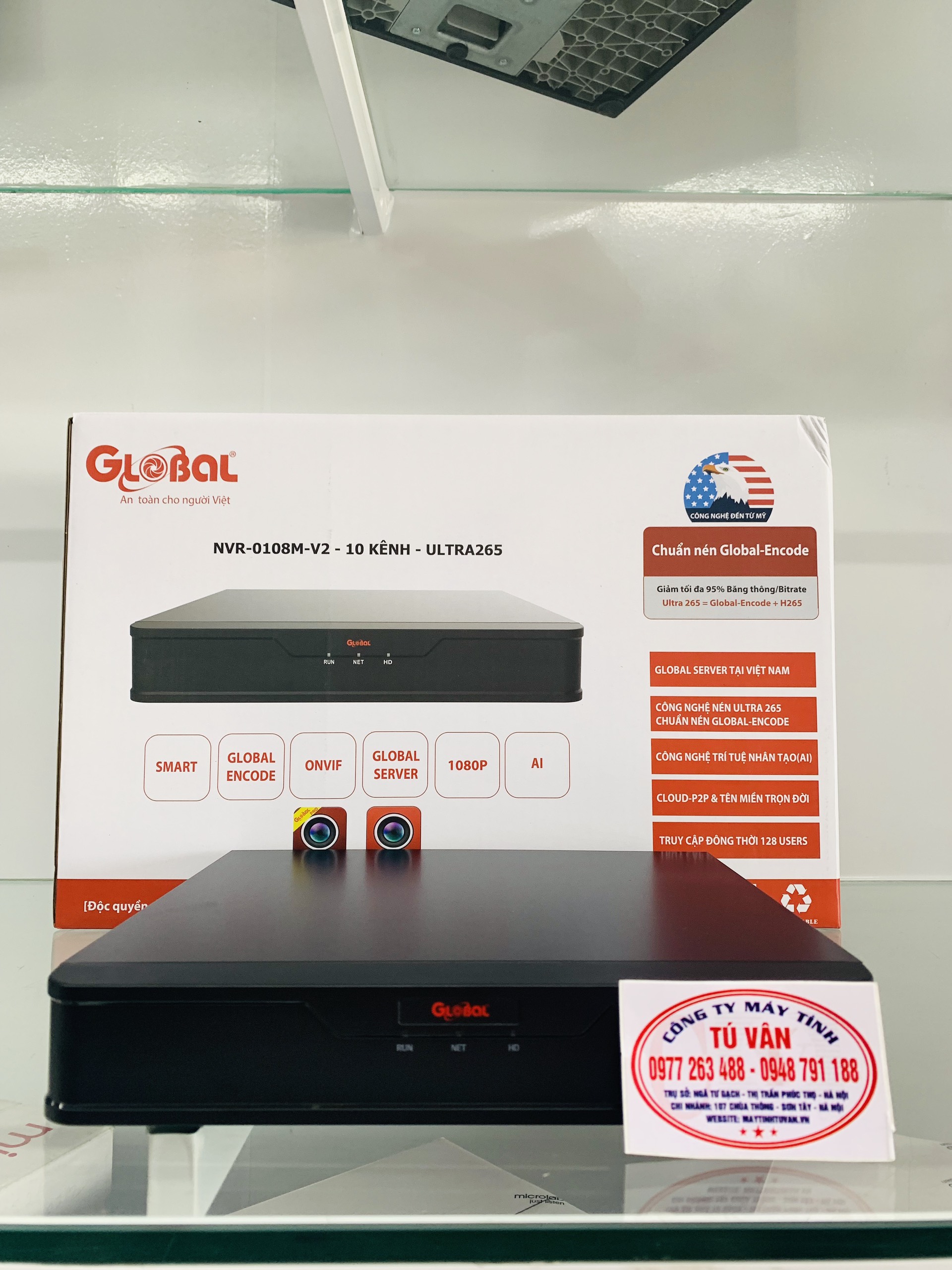 Đầu ghi hình Global  IP NVR - 0108M - V2 - 10 kênh - ultra 265