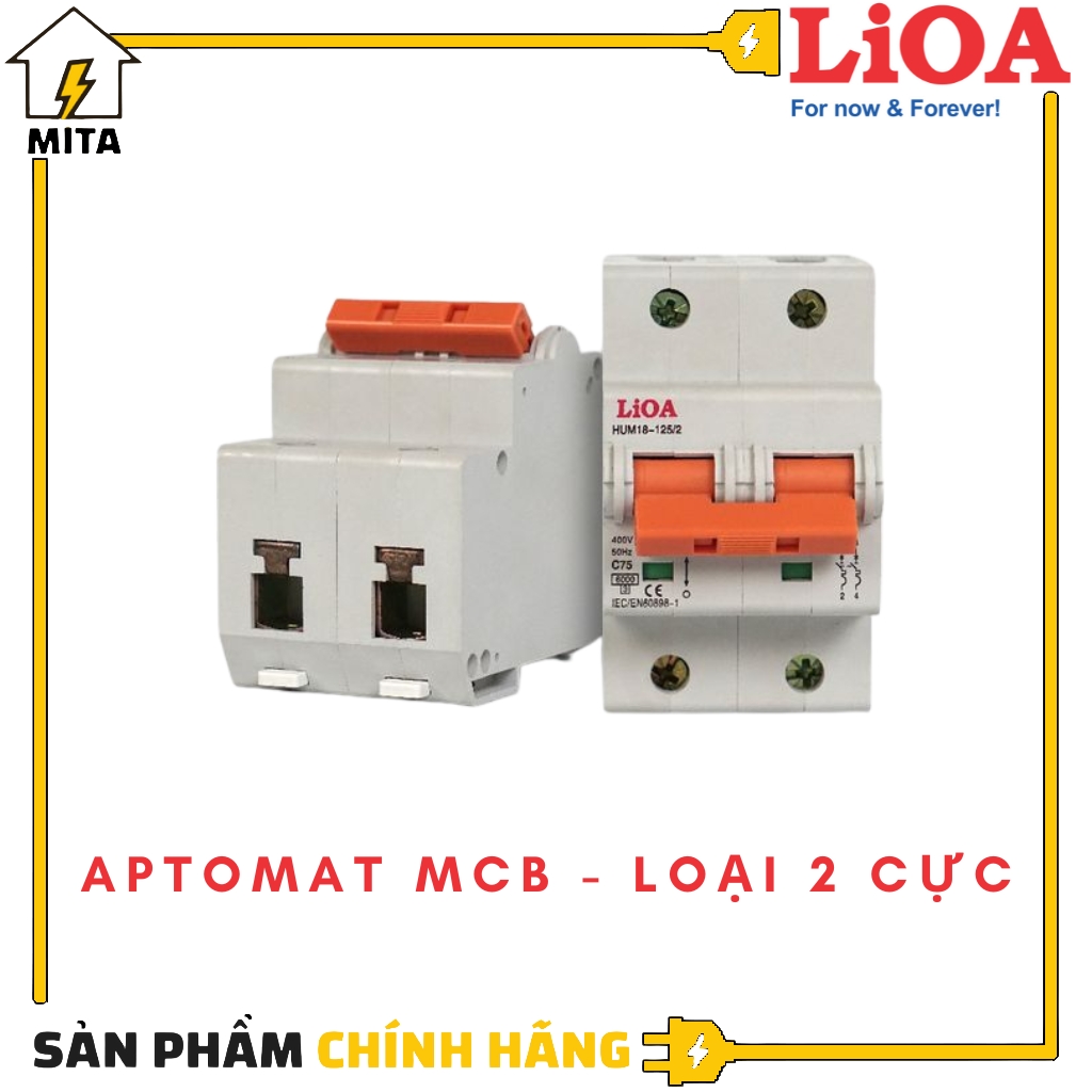 Cầu dao an toàn (APTOMAT) LIOA 2 Cực 6A đến 63A dòng cắt 4,5KA/10KA LIOA MCB2P