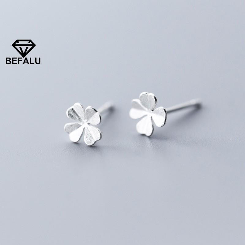 Khuyên Tai Nữ Bạc 925 Hình Cỏ 3 Lá BEFALU - BT02