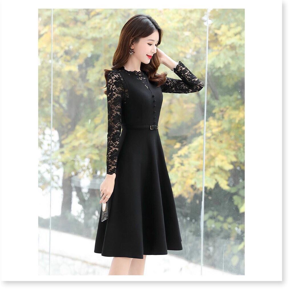 Đầm poly 2 da phối ren tay dài cực sang trọng , tôn dáng cho các nàng KME FASHION