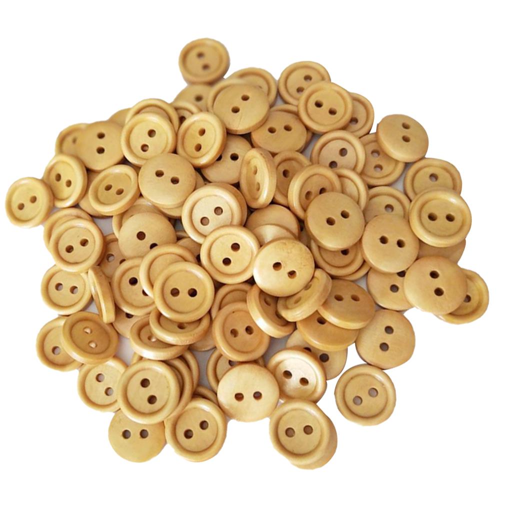 100 Cái Vintage 2 Lỗ Nút Gỗ để May Album