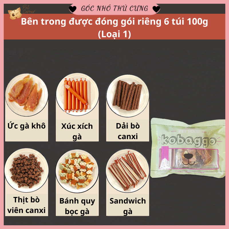 [Combo 6 vị] Bánh thưởng cho thú cưng (Đồ ăn nhẹ cho chó mèo)