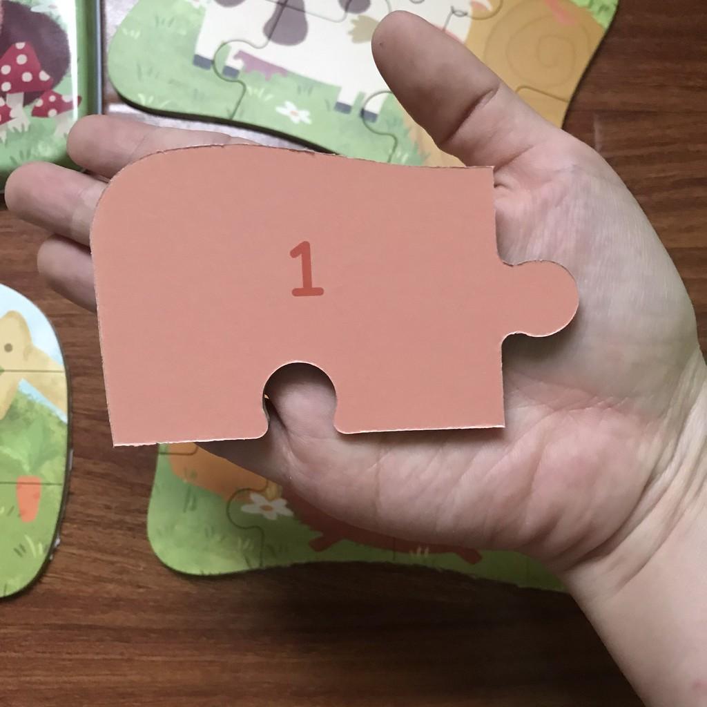 Xếp hình gỗ 4-12 mảnh đồ chơi xếp hình hộp thiếc nhiều chủ đề cho bé