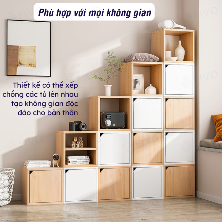 Kệ Sách Gỗ Tổ Ong Đa Năng FIVO FB02 Nhiều Màu Sắc Để Đồ Tiện Lợi (30 x 30 x 30 cm) - Hàng Chính Hãng