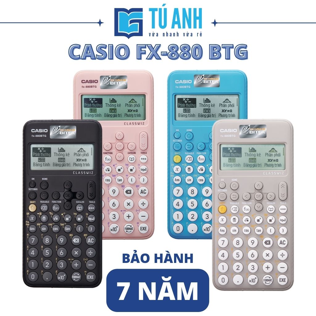 [ Combo Bitex Ưu Đãi ] Máy Tính Casio FX-880 BTG [1] + Bút Gel Xanh Bitex G04 [3