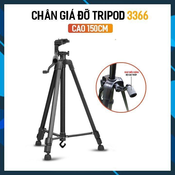 Tripod điện thoại 3366 CAO CẤP Giá đỡ máy ảnh/ĐT cao 150cm tháo lắp dễ dàng tiện dụng để mang đi chơi(