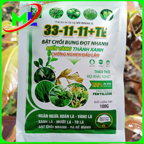 Phân bón lá npk 33-11-11+Te bung đọt ra rễ cực mạnh gói 100g ( PBL100 )