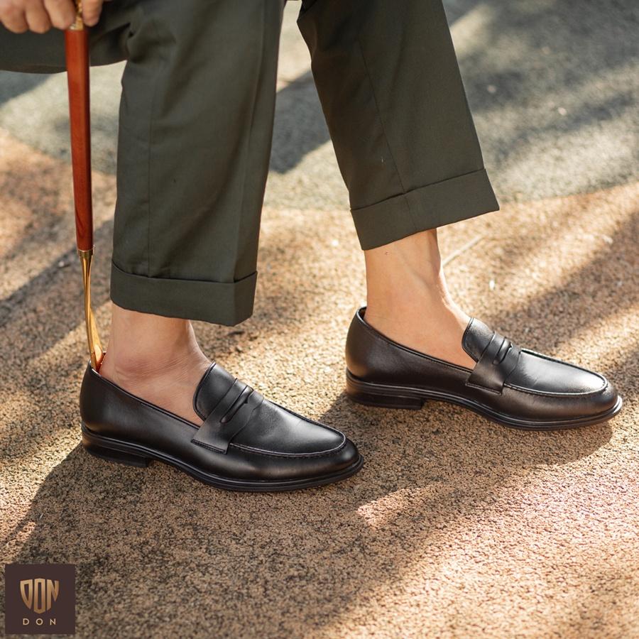 Giày Lười Nam Penny Loafers Ufficio Don Italiano Đen