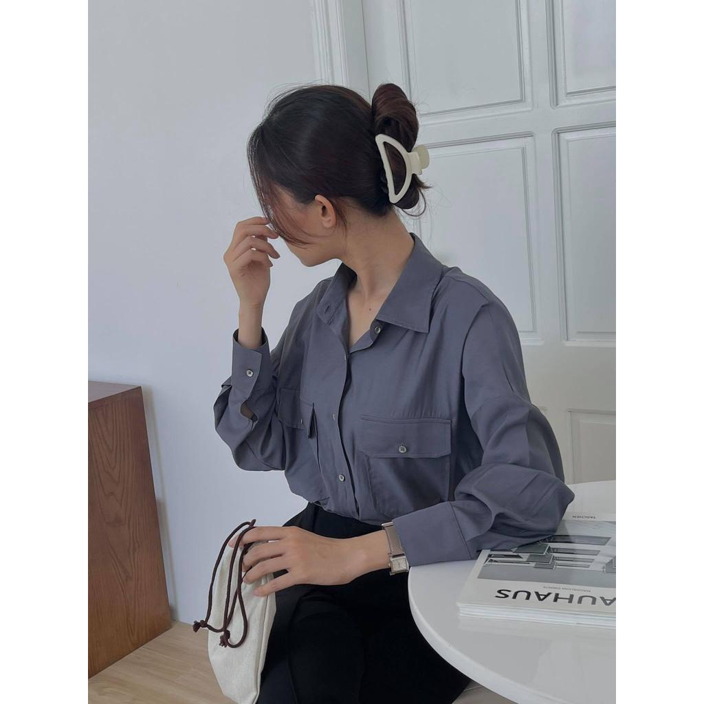 Áo sơ mi tơ túi ngực