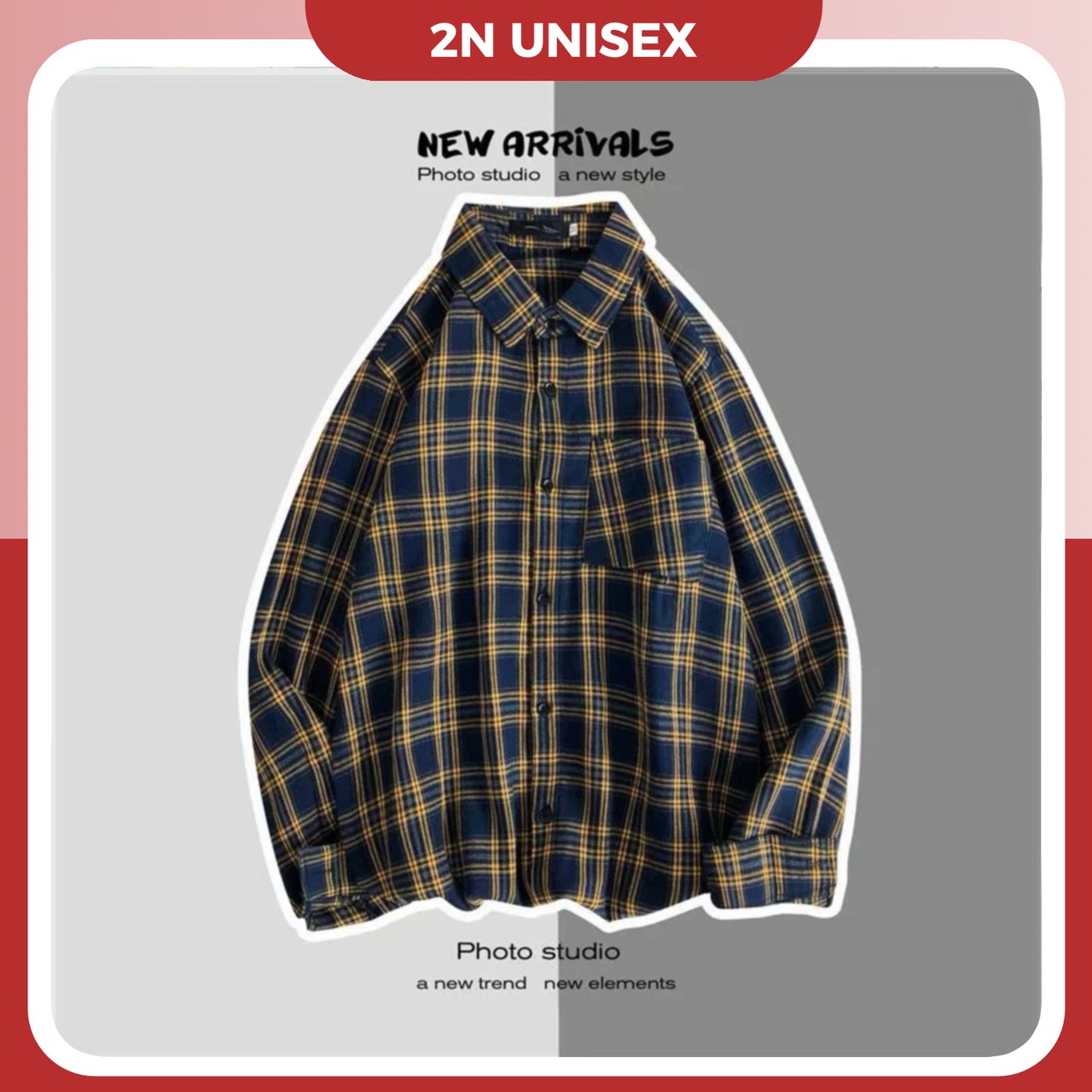 Áo sơ mi khoác ngoài form rộng unisex - Áo sơ mi nam nữ oversize sọc caro số 21
