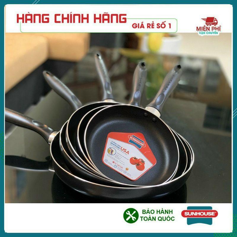 #Hàng chính hãng# Chảo chống dính kím cương Sunhouse sử dụng bếp ga, bếp điện từ, bếp hồng ngoại với nhiều kích thước