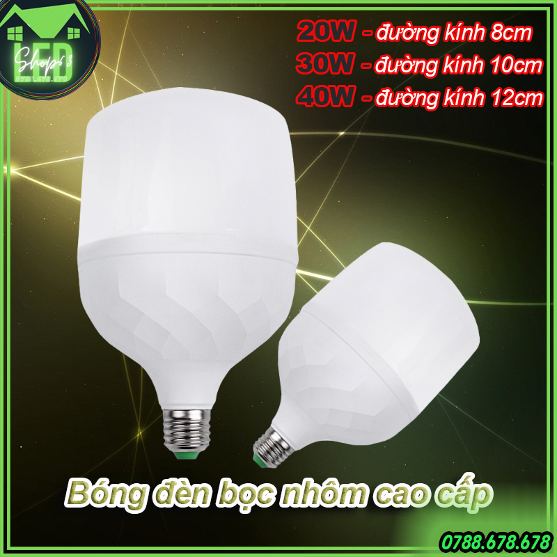 Bóng đèn LED trụ tròn cao cấp 20W 30W 40W - công nghệ LED cao áp (ánh sáng trắng siêu sáng - bảo đảm sáng hơn các loại LED thường