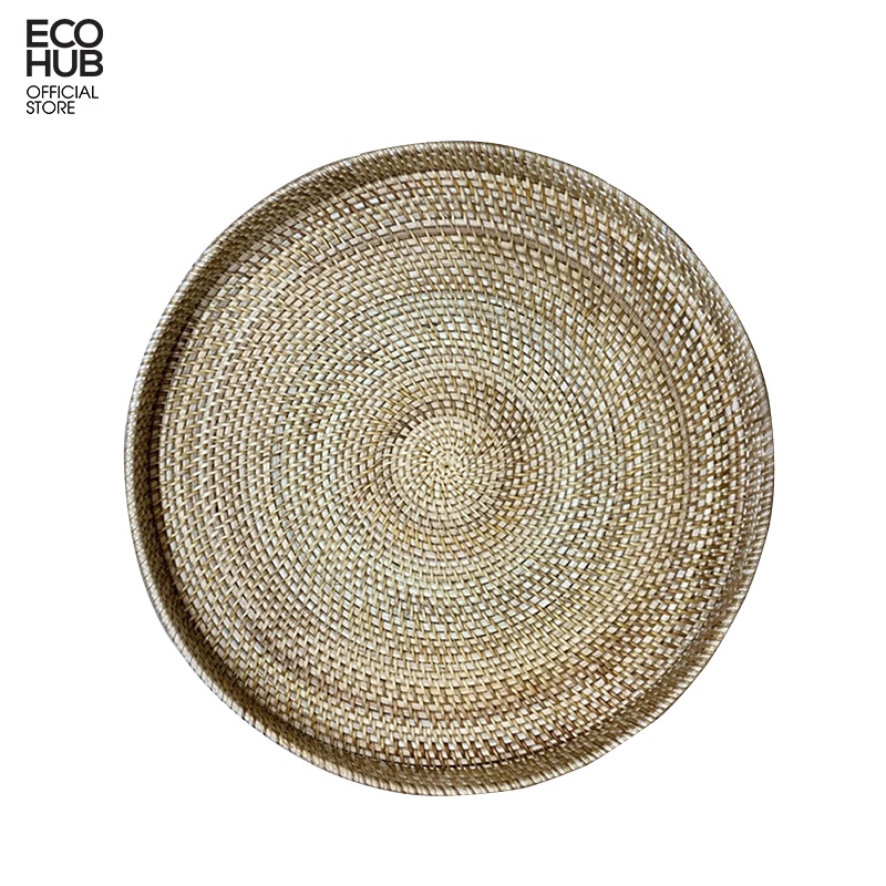 Khay mây tròn, mâm mây ECOHUB đựng đồ ăn d45cm / 50cm (Round Rattan Tray For Food)