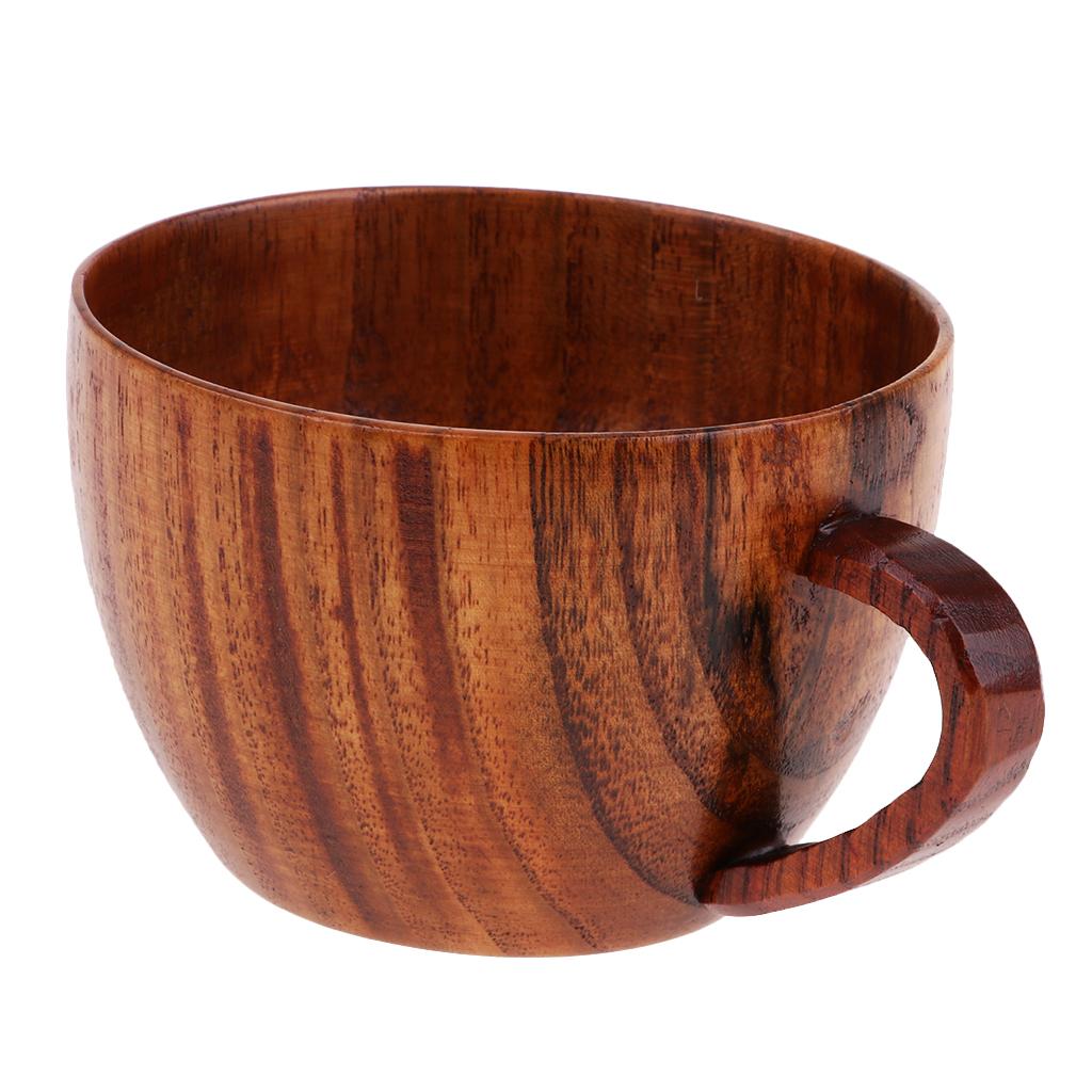 Leipupa Đơn Giản Tinh Chế Bằng Gỗ Cốc Tập Uống Có Tay Cầm Cho Nước Trà Cà Phê Nước Sữa Bia Canh, 5.12X3.54X2.56 Inch