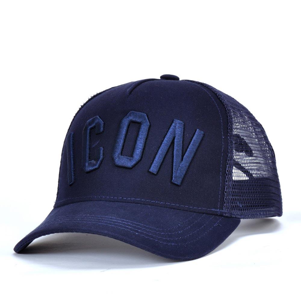 DSQICOND2 DSQ Lưới Mùa Hè Nón Lưỡi Trai Nam Nữ Thêu Biểu Tượng Chữ Bố Nón Hip Hop Trucker Cap Hombre Gorras casquette - Blue