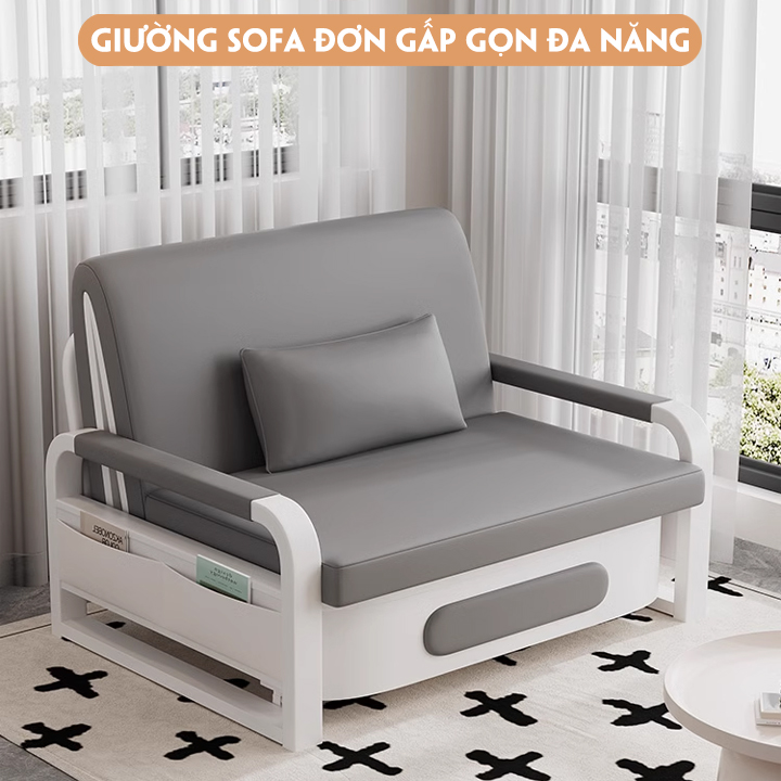 Giường gấp thành ghế thông minh , sofa giường có ngăn chứa đồ , vải nano cao cấp