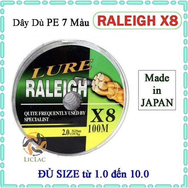 Dây dù câu cá Lure Raleigh X8 7 màu siêu đẹp siêu bền mịn 0