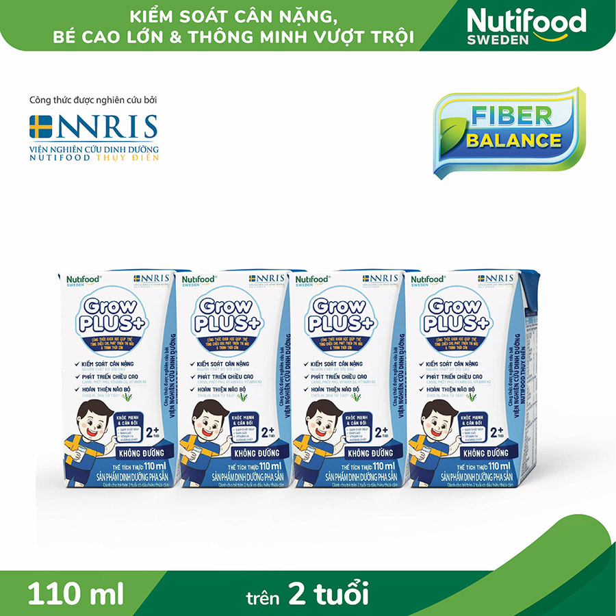 Thùng 48 hộp sữa bột pha sẵn GrowPLUS+ Trắng không đường 110ml