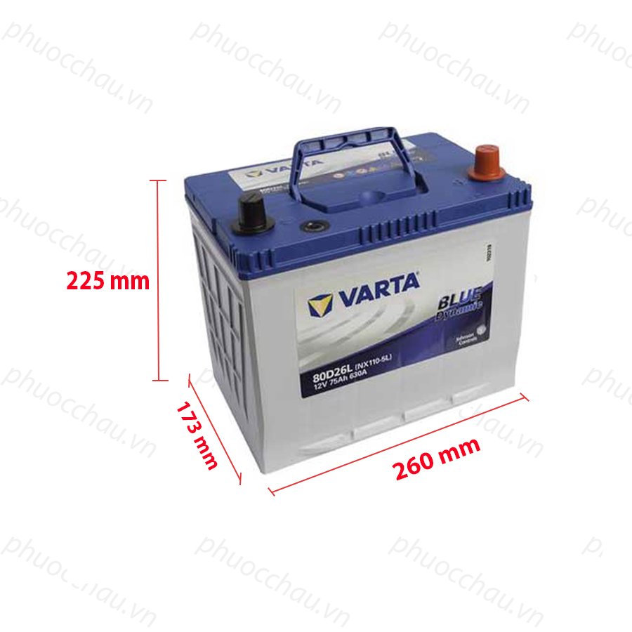 Bình Ắc Quy 12V-75AH, Ắc Quy VARTA 80D26L/R