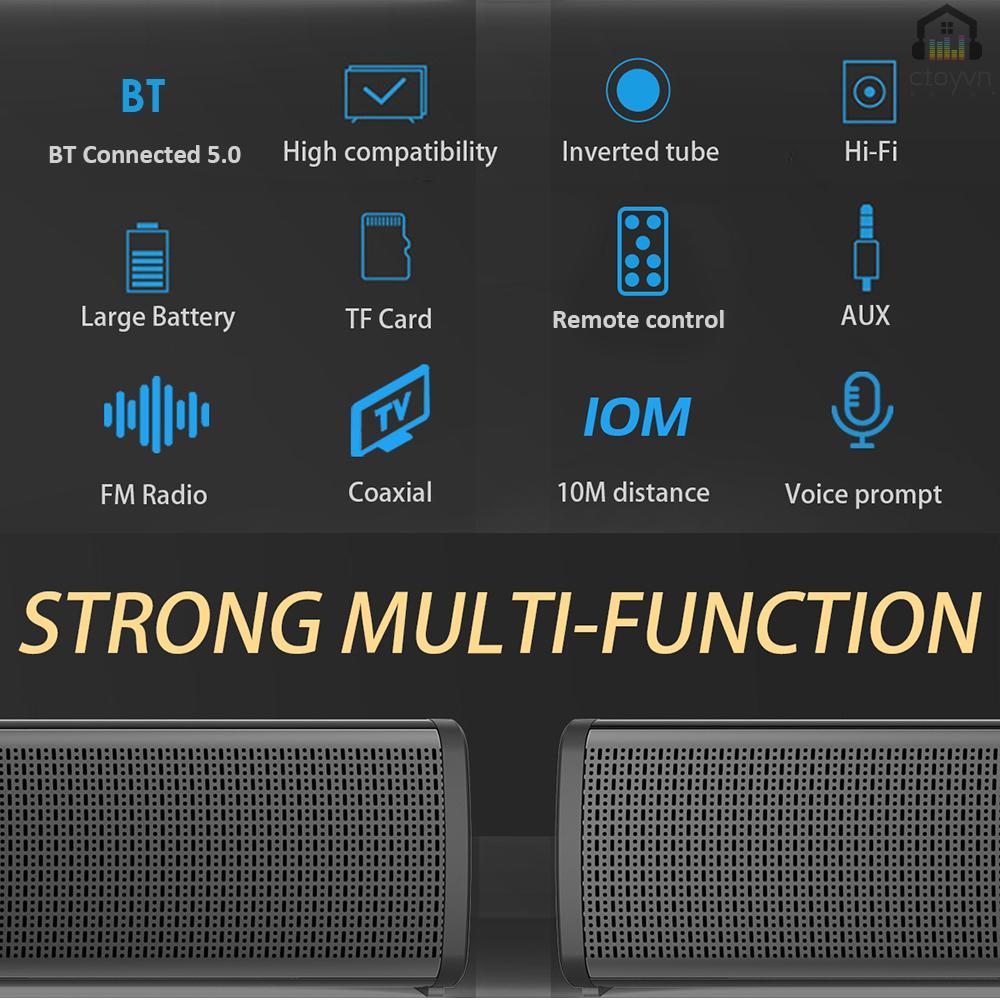 Loa không dây kết nối BT 5.0 kèm điều khiển AUX 2000mAh có thể sạc lại cho TV 3D