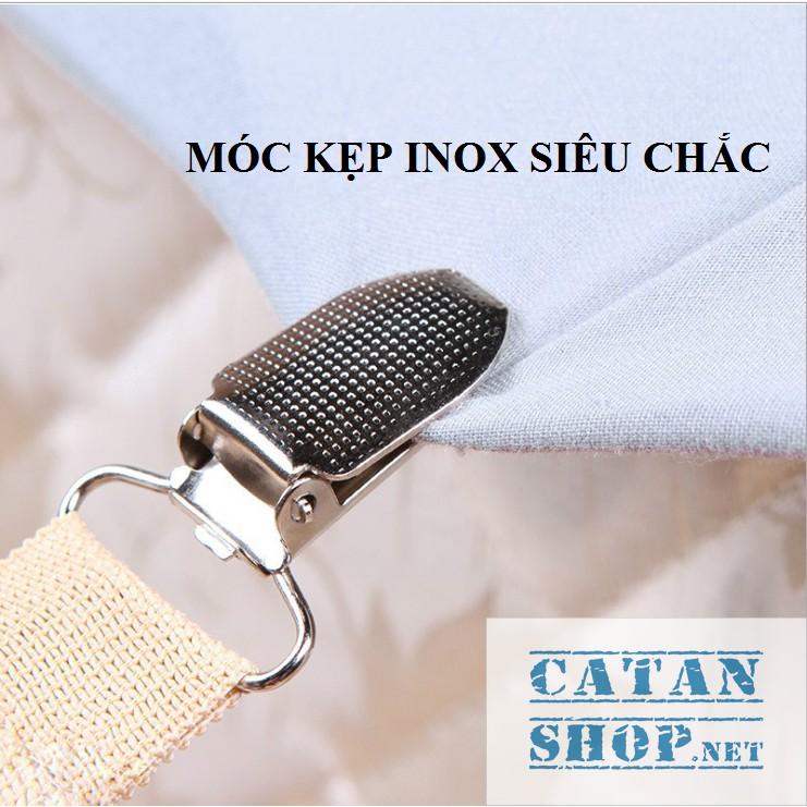 Bộ 4 dây Kẹp drap 3 chấu Inox Cố Định Ga Giường, Drap Giường, Tấm Trải Giường Chống Xê Dịch Chịu Lực Tốt GD430-KDrap-3ch