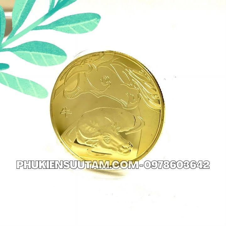 Xu 12 Con Giáp Tuổi Sửu, đường kính: 4cm, màu vàng - SP005818