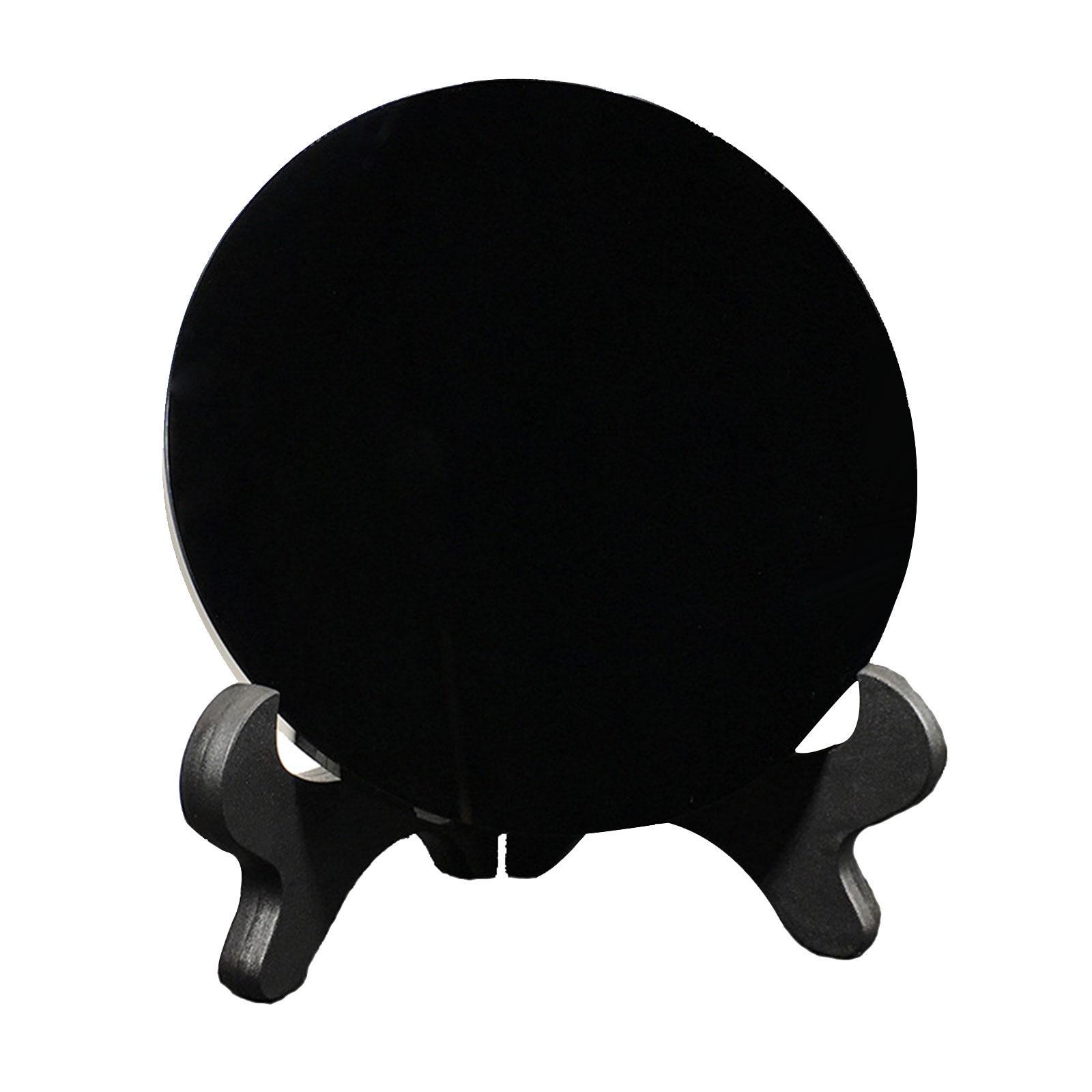 Obsidian Stone Disc Obsidian Pocket Scrying Mirror Crafts Home Desk Decor Augury Meditation Round Plate Flat Disk Circle Disc