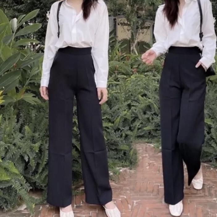 Quần ống rộng dài culottes lưng cao loại 1