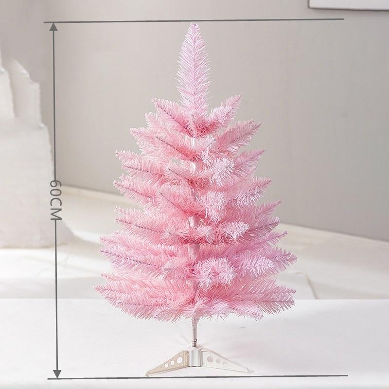 Cây thông Noel màu hồng mini để bàn 60cm kèm đầy đủ phụ kiện trang trí Noel ngày giáng sinh