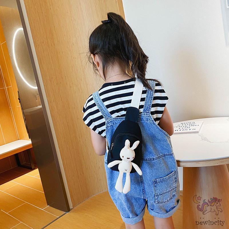 Túi đeo chéo gắn thỏ bông cho bé FUHA, túi hoạt hình dễ thương nhiều màu dễ thương cho bé gái