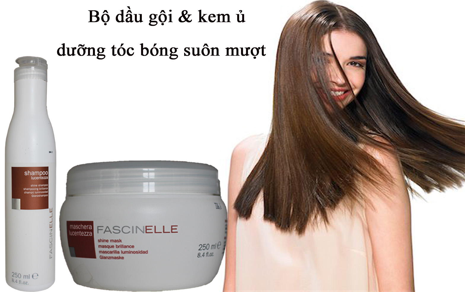 Bộ dầu gội và kem ủ xả dưỡng cho mái tóc bóng suôn mượt và quyến rũ Fascinelle ( Ý ) - DMC015