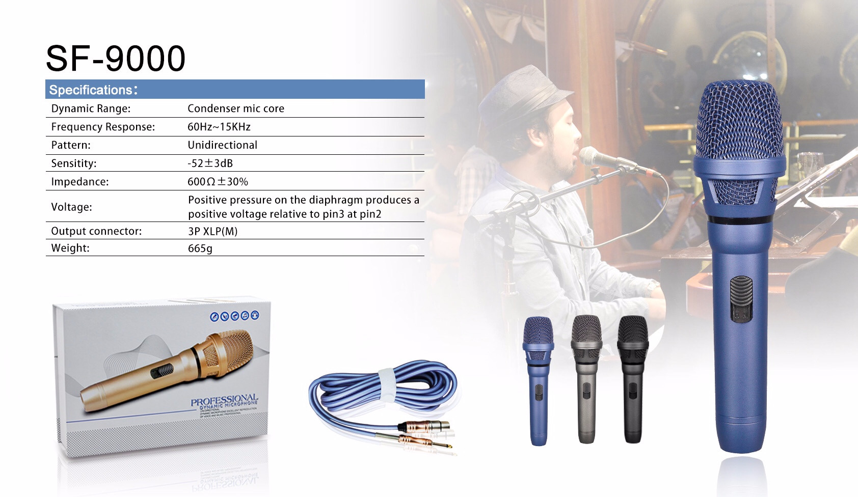 Micro Karaoke Có Dây Chuyên Dụng JSJ- SF-9000 A Hàng Chính Hãng