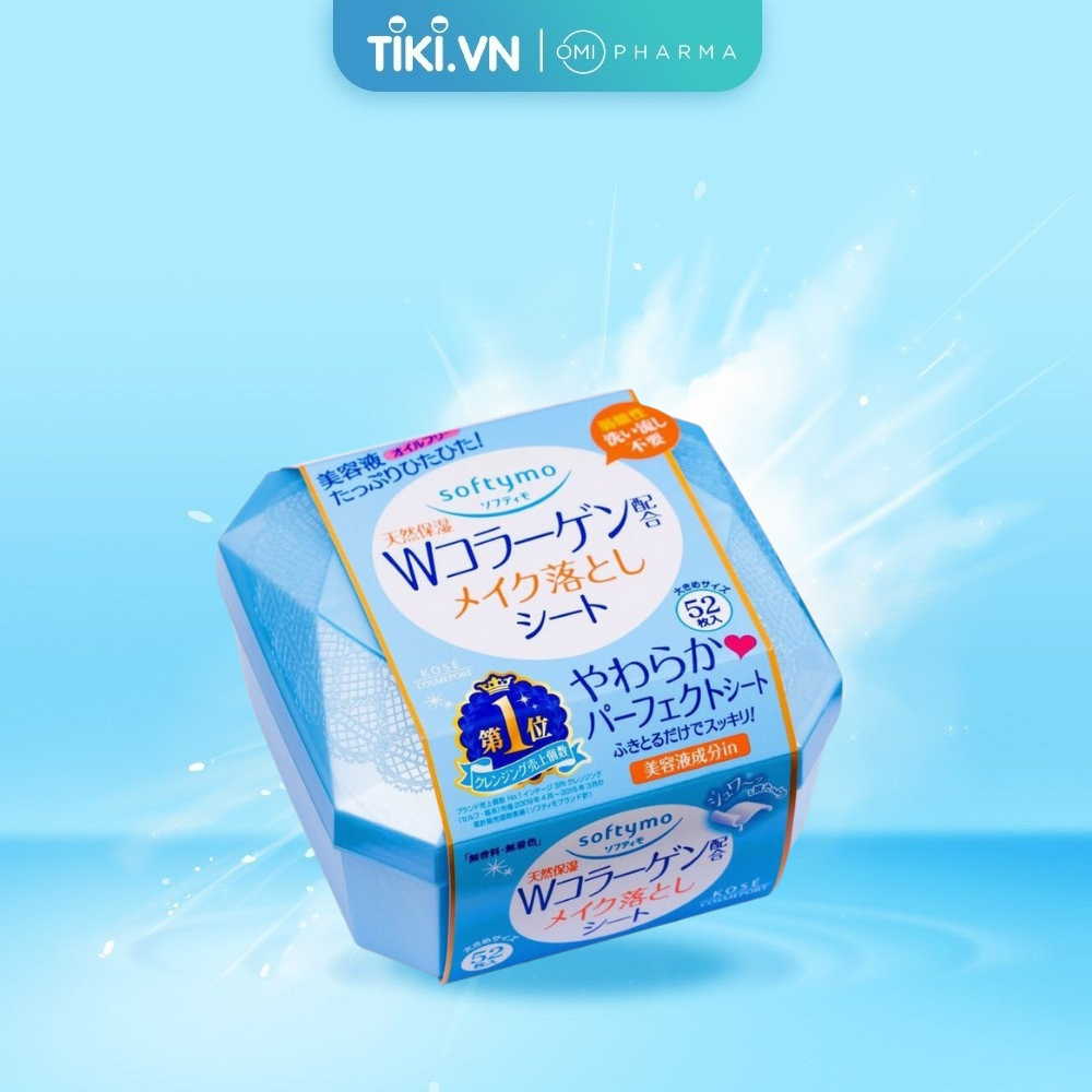 Khăn Ướt Tẩy Trang Dưỡng Ẩm Da Bổ Sung Collagen Softymo Kose Nhật Bản