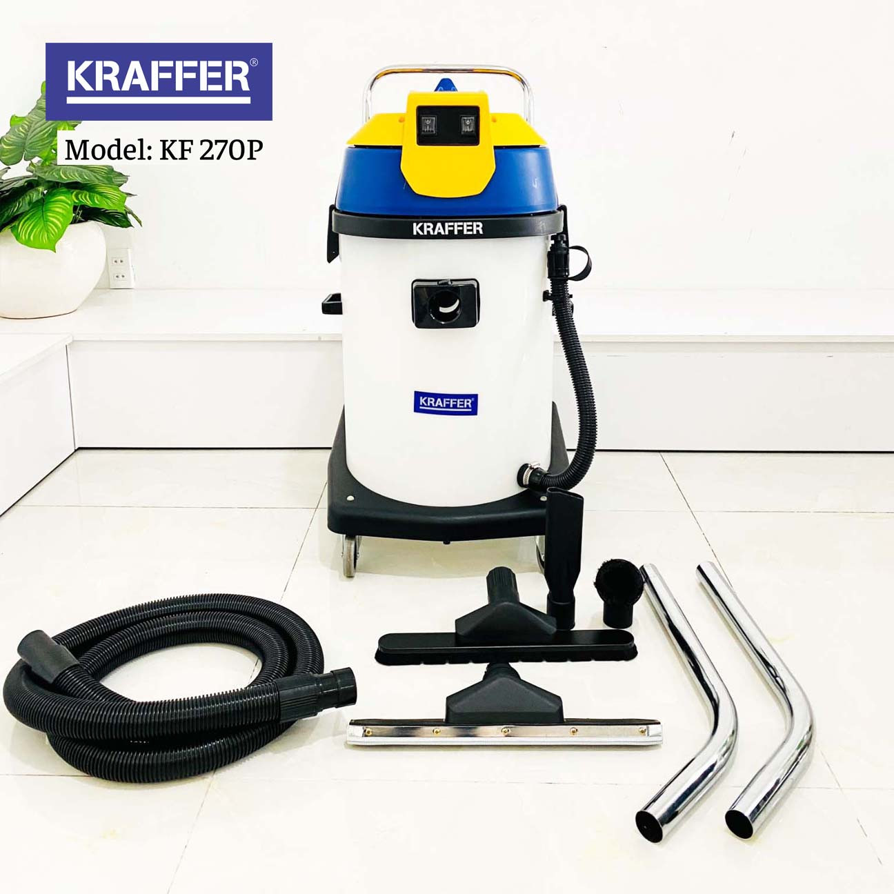 Máy hút bụi công nghiệp 3200W hút khô và ướt 70l KF270P - 2 motor