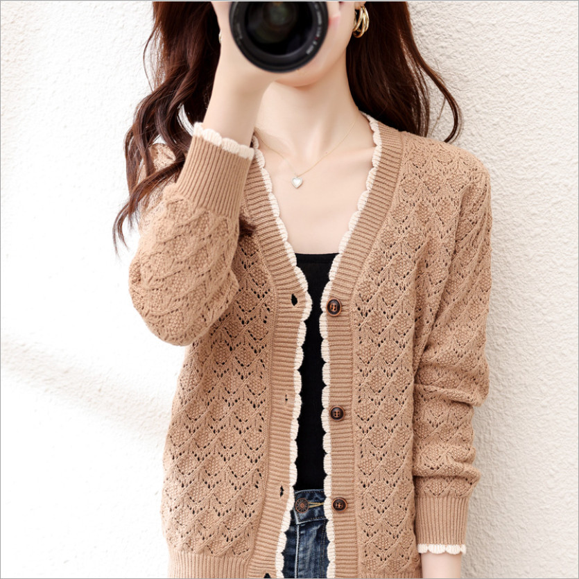 Áo khoác nữ, áo cardigan len phối ren xinh xắn K02