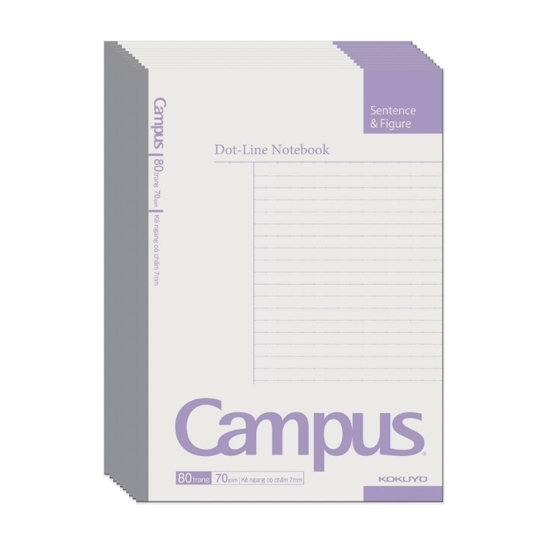Set 5 quyển vở kẻ ngang có chấm gáy keo Basic Notebook Campus / Tập sinh viên kẻ ngang Campus B5