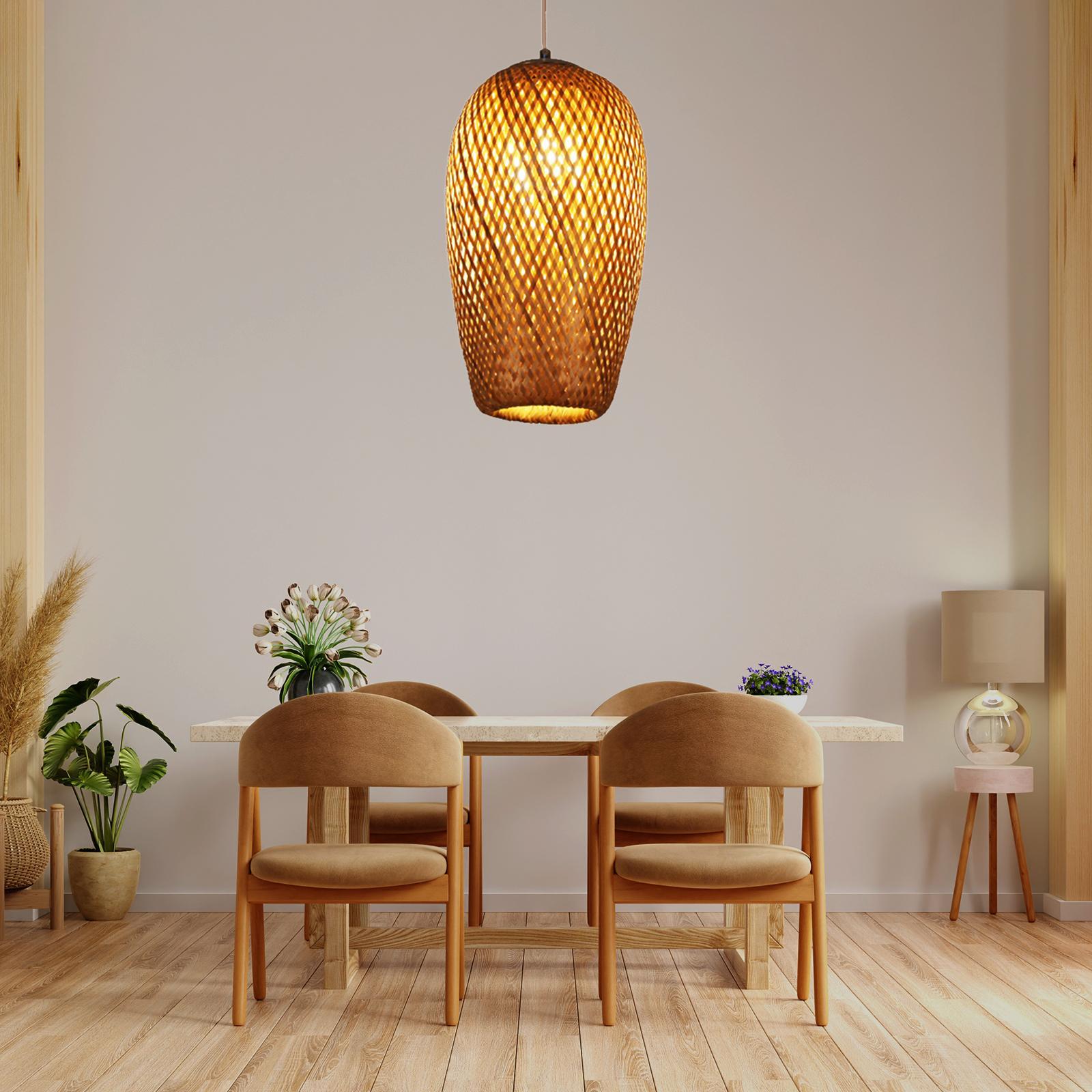 Hand Woven Bamboo Pendant Light Chandelier for Dining Room Decoration