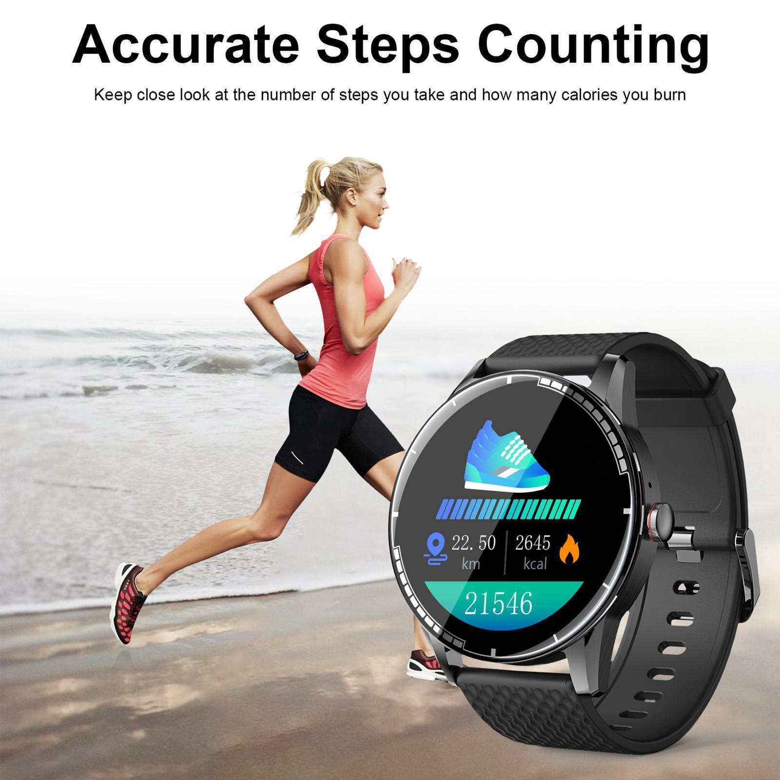 Bluetooth Smart Watch Waterproof Pedometer Sleep Monitor for Android IOS Black