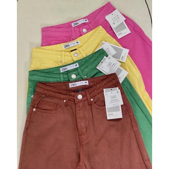 Quần Jean Suông Ống Rộng Dáng Dài Lai Cắt Lưng Cao Jeans Cotton Màu Hot Trend 2022