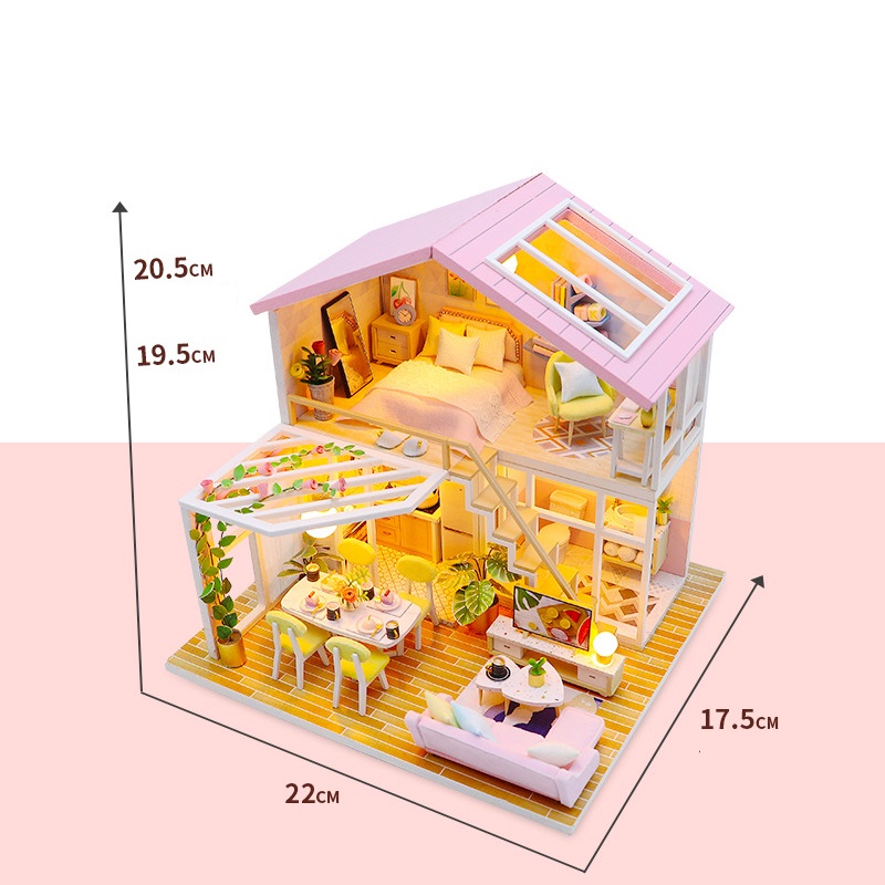 Mô hình nhà DIY Doll House Sweet Time Kèm Mica Chống bụi