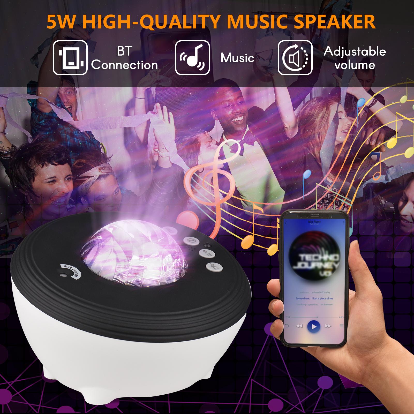 Northern Light Aurora Projector Night Light Galaxy Projector BT Music Speaker White Sound Machine for Home Bedroom Party