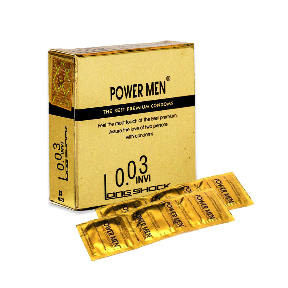Bao cao su siêu siêu mỏng Powermen điệp viên tàng hình INVI 0.03mm, ngăn ngừa xuất tinh sớm Hộp 3 bcs