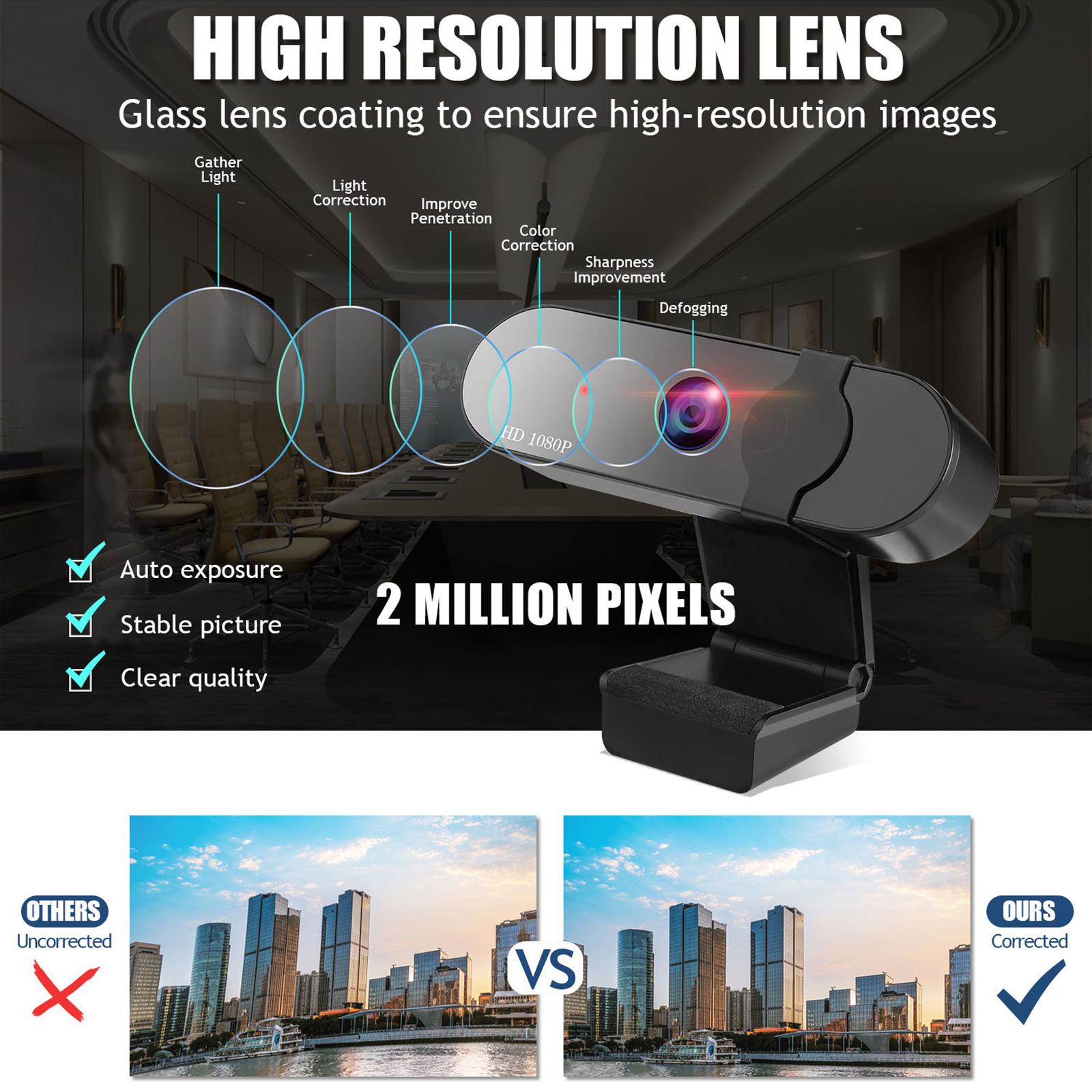 Web Camera with Microphone USB 2.0 120-degree Wide Angle for PC Video Calling Recording Live Streaming Conferencing