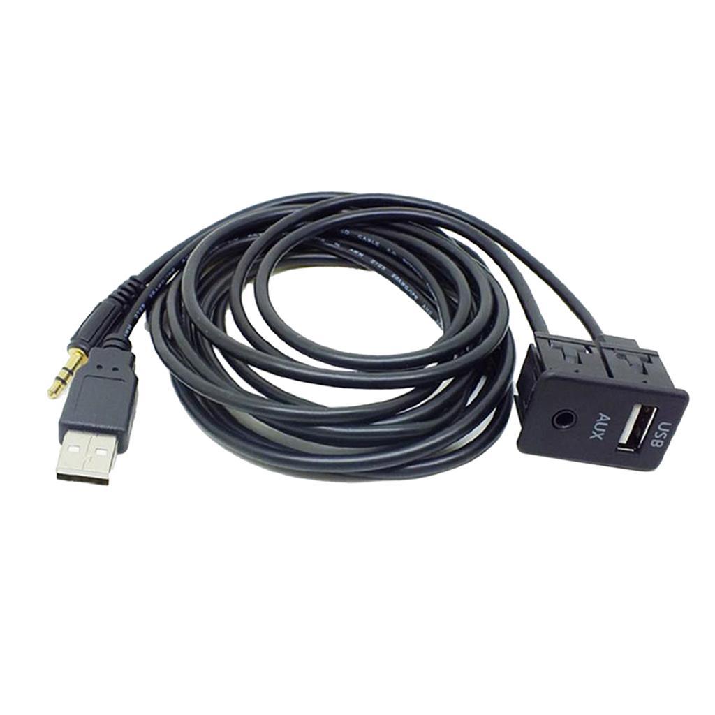 Car Audio Flush Mount USB 3.5mm AUX Male Mounting Adapter Panel Input