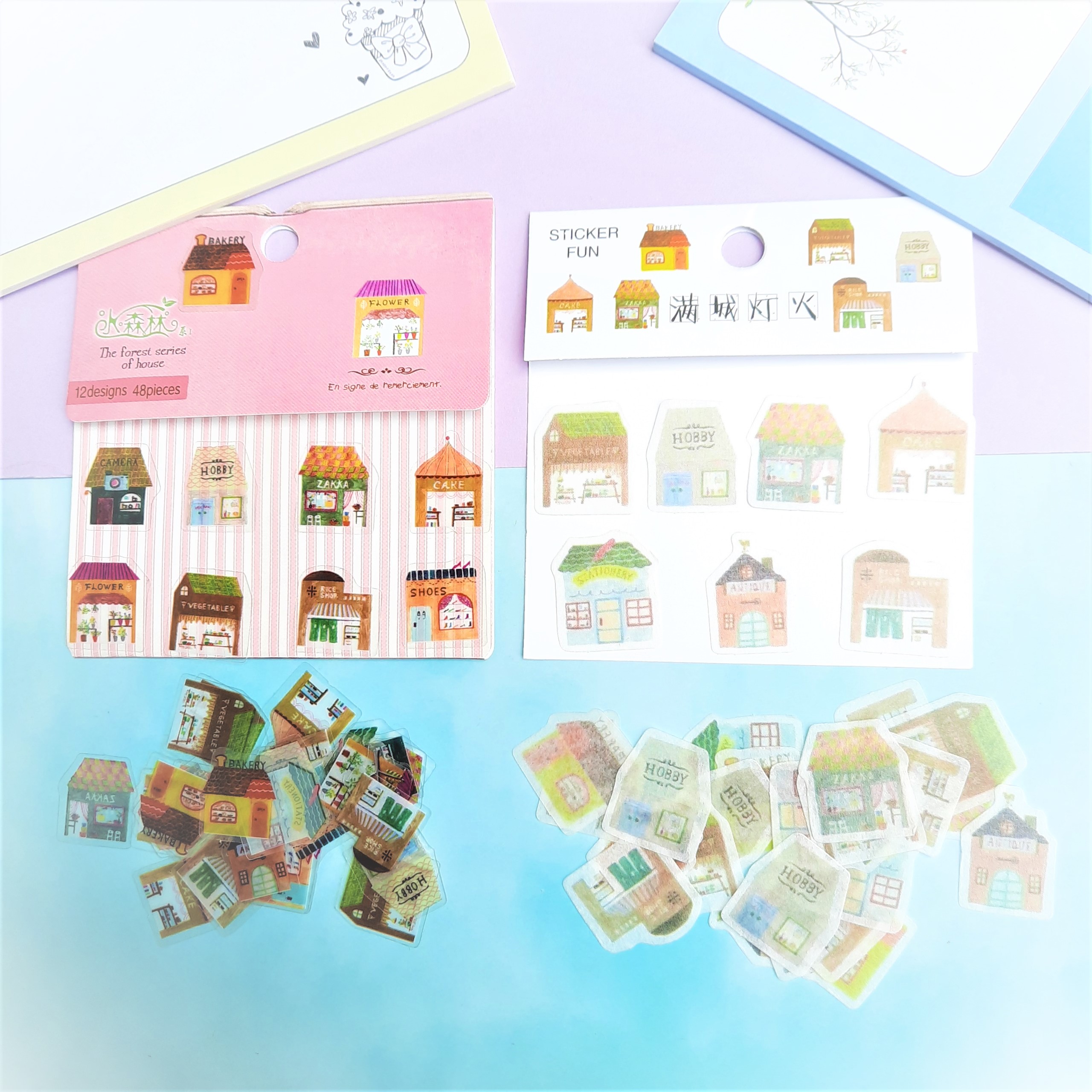 Combo 2 Bộ 32, 48 Sticker Hình Dán Mini Ngôi Nhà