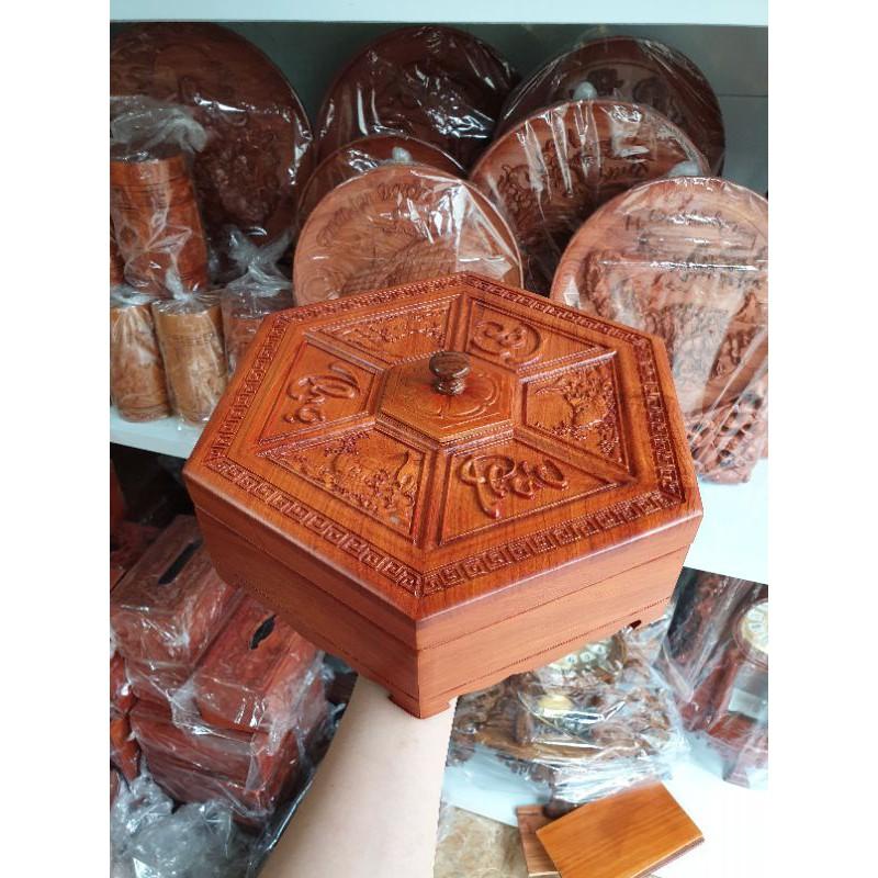 KHAY MỨT ĐỰNG BÁNH KẸO PHÚC LỘC THỌ GỖ HƯƠNG