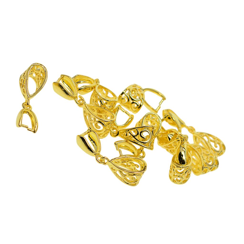 Gold Tone Pinch Style Bails Clasps Jewelry Findings for DIY Necklace Pendants, Jewelry Findings for DIY Crafts (Pack of 10 PCS)