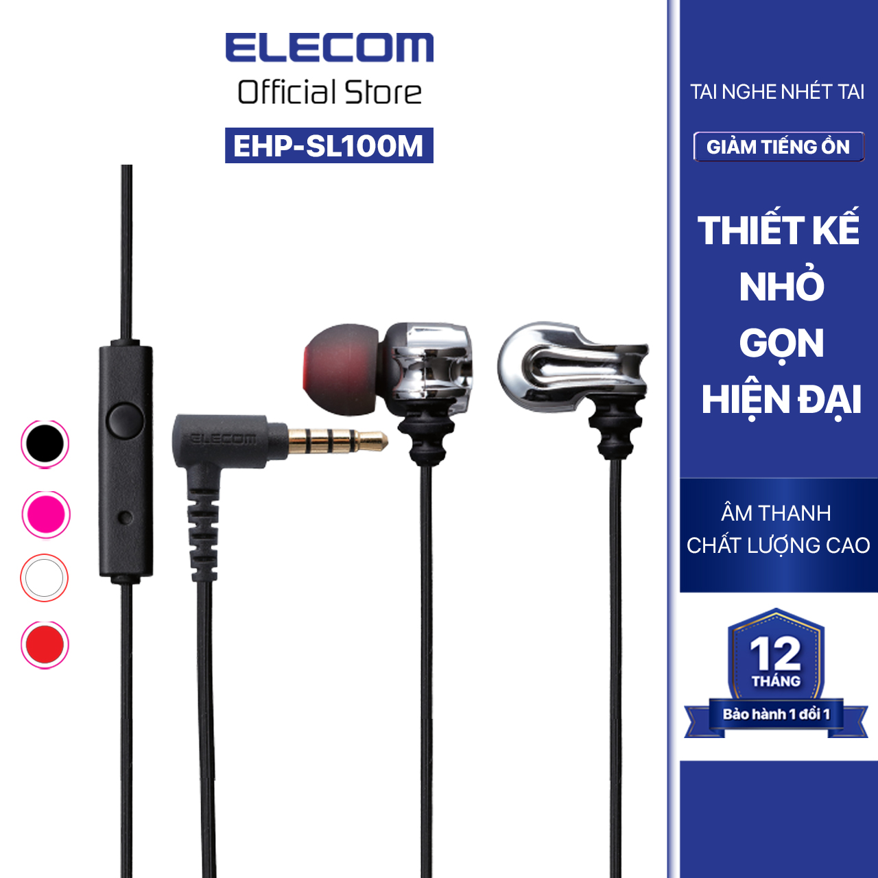 Tai nghe có mic ELECOM EHP-SL100M - Hàng Chính Hãng