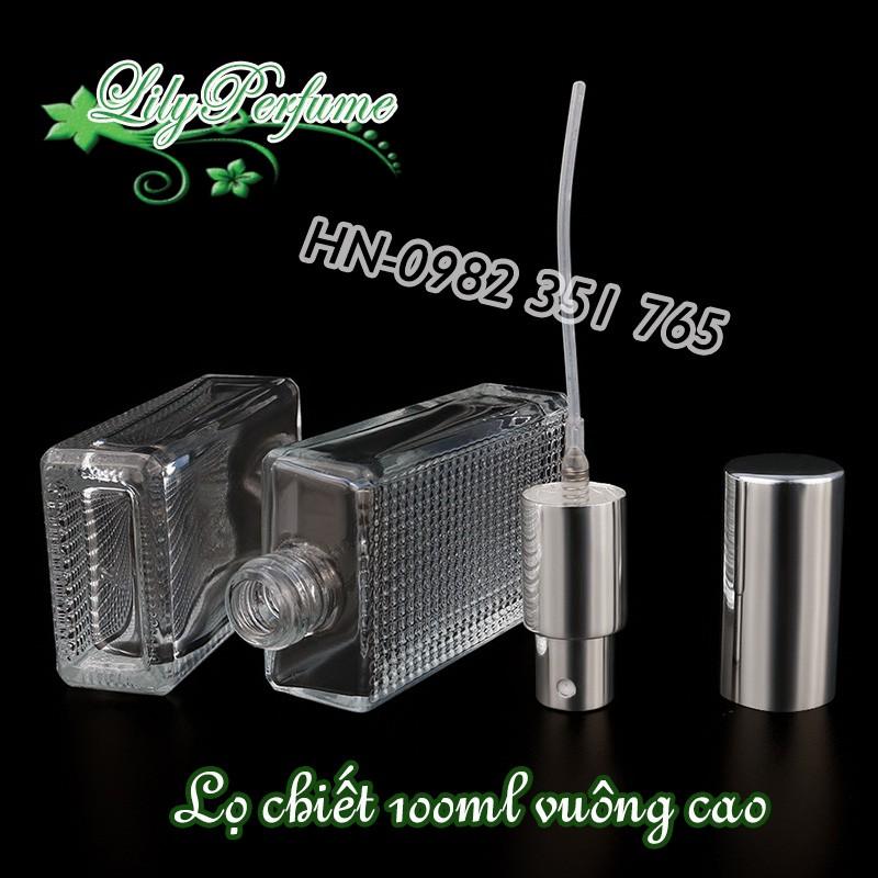 Lọ chiết nước hoa 50-100ml thủy tinh vuông cao dạng xịt